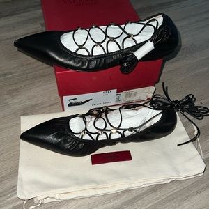 Valentino Garavani Rockstud Accents Leather Ballet Flats size 38.5